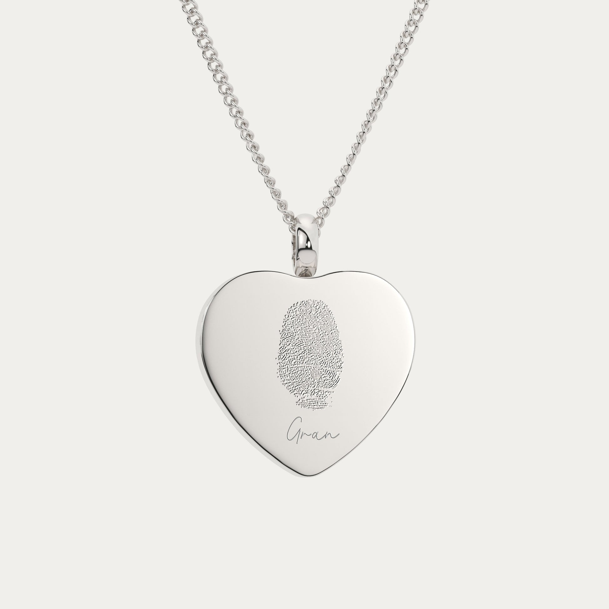 Fingerprint Heart Cremation Urn Necklace - Personalised Engraved Keepsake Jewellery | WildHoneybee UK