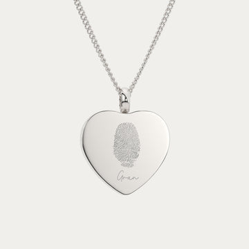 Fingerprint Heart Cremation Urn Necklace - Personalised Engraved Keepsake Jewellery | WildHoneybee UK