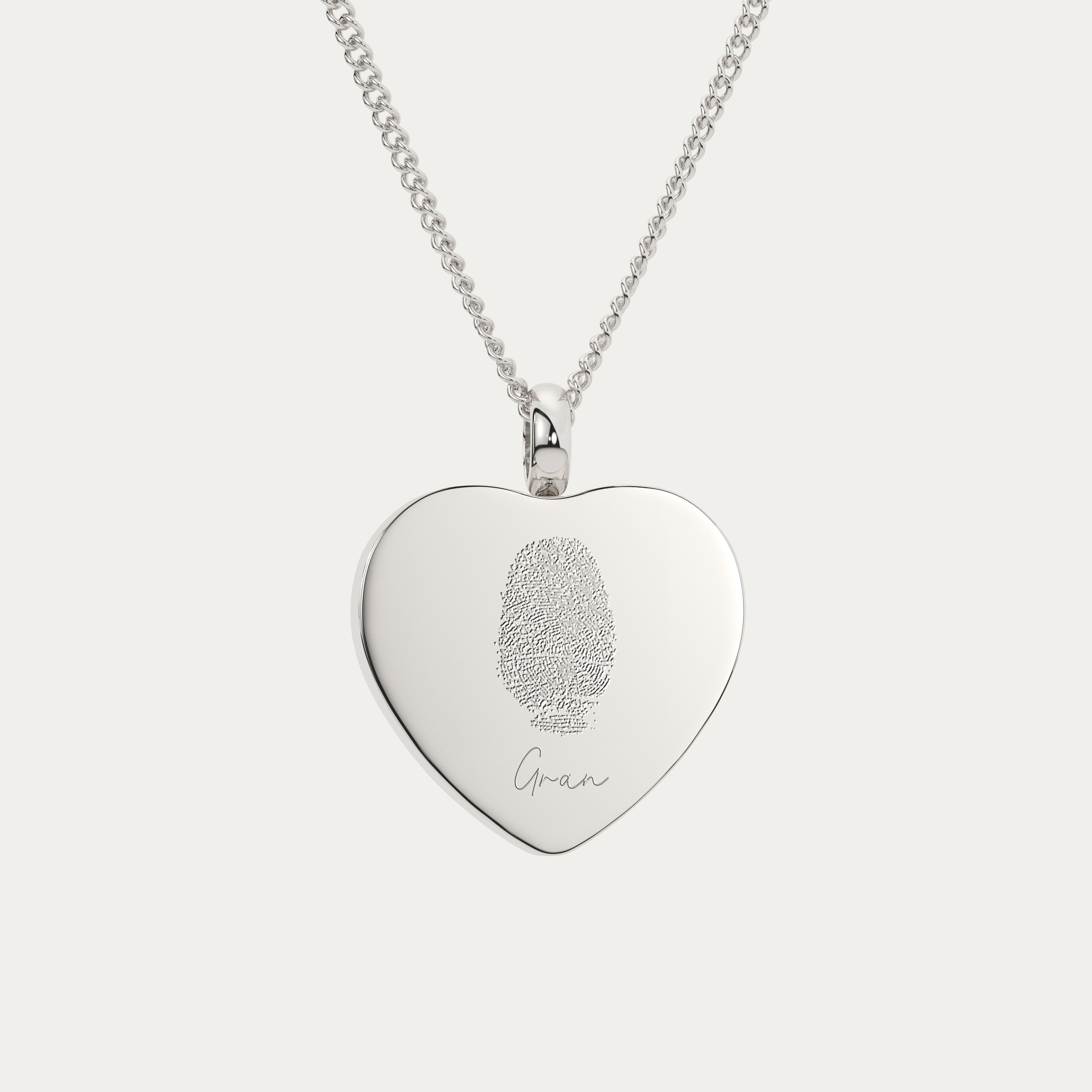 Fingerprint Heart Cremation Urn Necklace - Personalised Engraved Keepsake Jewellery | WildHoneybee UK