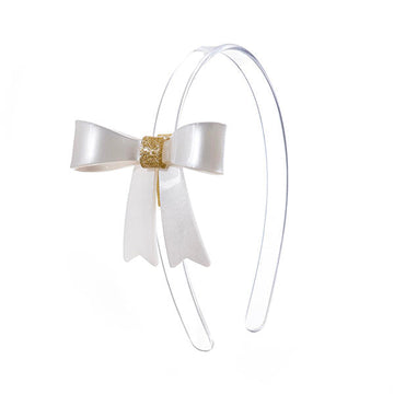 Lilies & Roses NY Bow French Pearlized White Headband