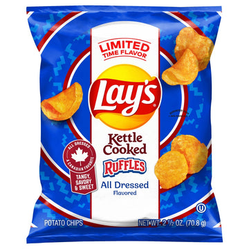 Lay's® Kettle Cooked All Dressed Flavored Ruffles Potato Chips, 2.5 oz