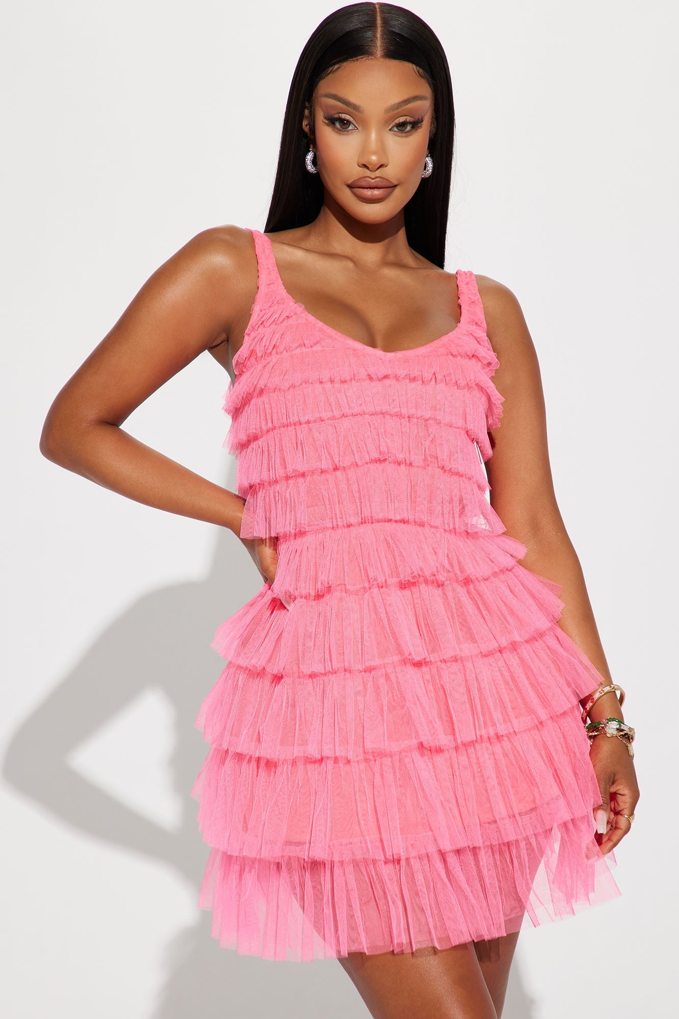 Dana Tulle Mini Dress - Hot Pink
