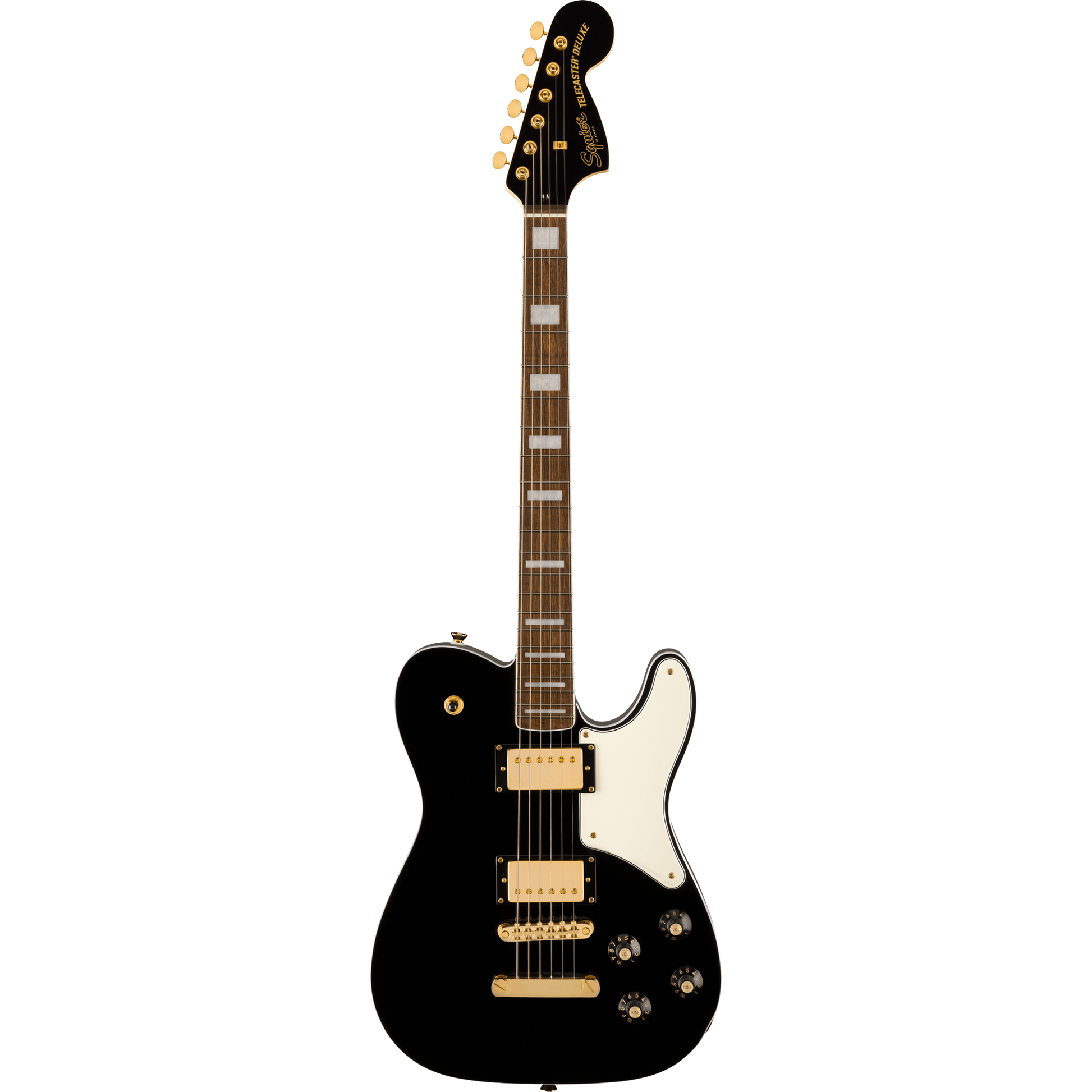 Squier 037-7026-506 LTD Paranormal Troublemaker Tele Deluxe, Gold Hardware, Black-Easy Music Center