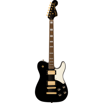 Squier 037-7026-506 LTD Paranormal Troublemaker Tele Deluxe, Gold Hardware, Black-Easy Music Center