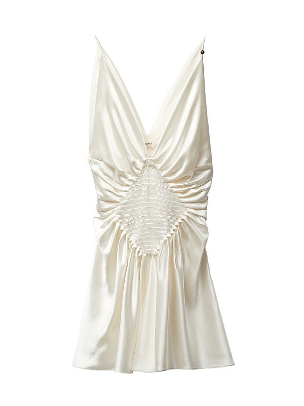 Versace Women's Gathered Silk Satin Cocktail Minidress - Ivory
