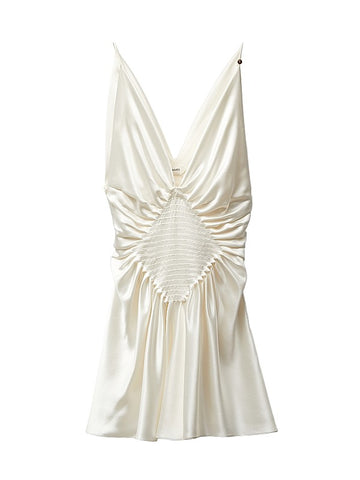 Versace Women's Gathered Silk Satin Cocktail Minidress - Ivory