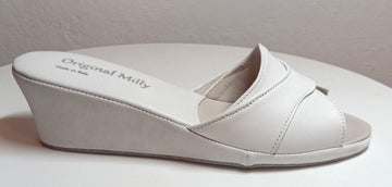 0403 Nappa e Camoscio Bianco Suola Bufalo Ciabatte da camera Donna Original Milly Made in Italy - Foto N 1