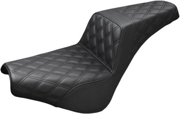 SADDLEMEN Step-Up Seat - Full Lattice Stitch - Black - Dyna - 08030605