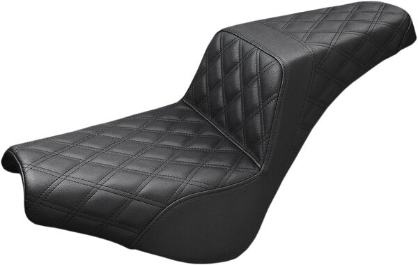 SADDLEMEN Step-Up Seat - Full Lattice Stitch - Black - Dyna - 08030605