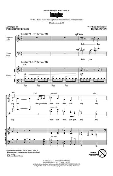 Imagine Satb Pop Choral Series John Lennon