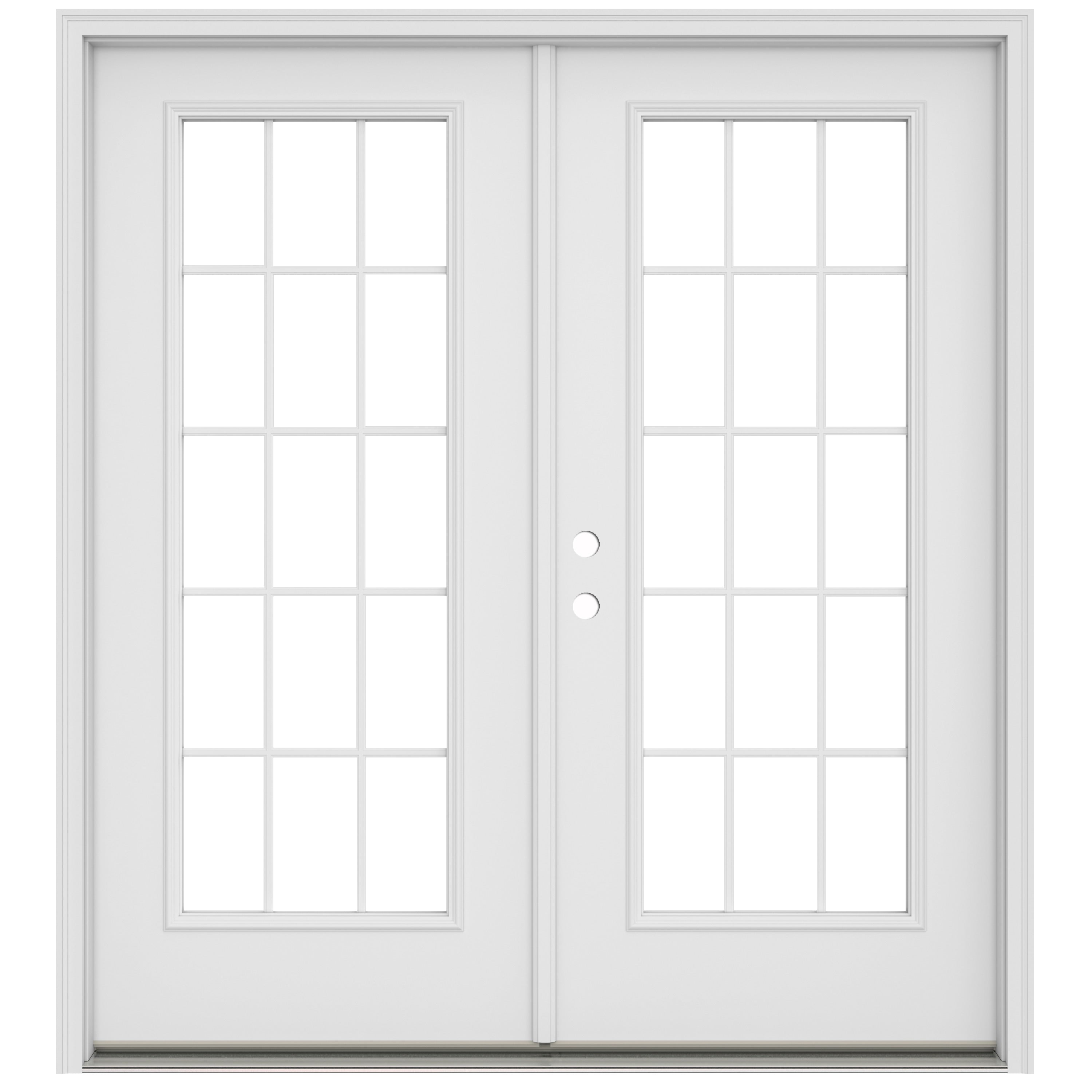 JELD-WEN 72-in x 80-in 4-9/16-in Low-E External Grilles Primed Steel French Right-Hand Inswing Double Patio Door