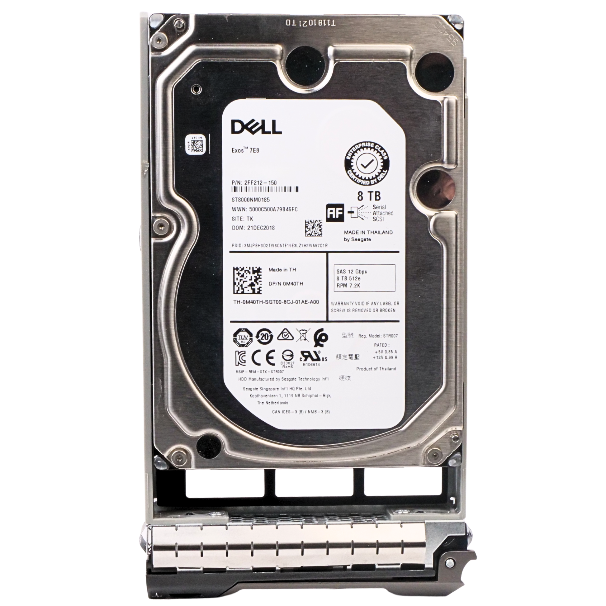 Dell G13 400-AMPT 8TB 7.2K RPM SAS 12Gb/s 512e 256MB 3.5in Refurbished HDD