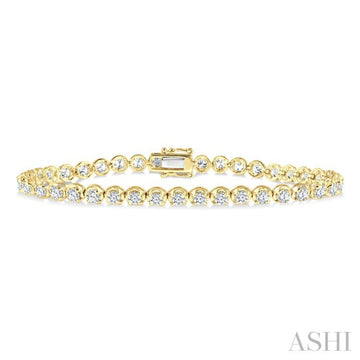 4 Ctw Round Cut Diamond Illusion Tennis Bracelet in 14K Yellow Gold