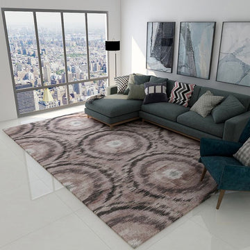 Minimalist Modern Rug in Brown and Pink Abstract Pattern Rug Polyester Pet Friendly Carpet for Home Decoration