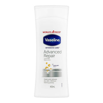 Vaseline Intensive Care Advanced Repair Unscented Body Lotion, Heals & Relieves Dry Skin Without Feeling Greasy, 400ml - Main Image