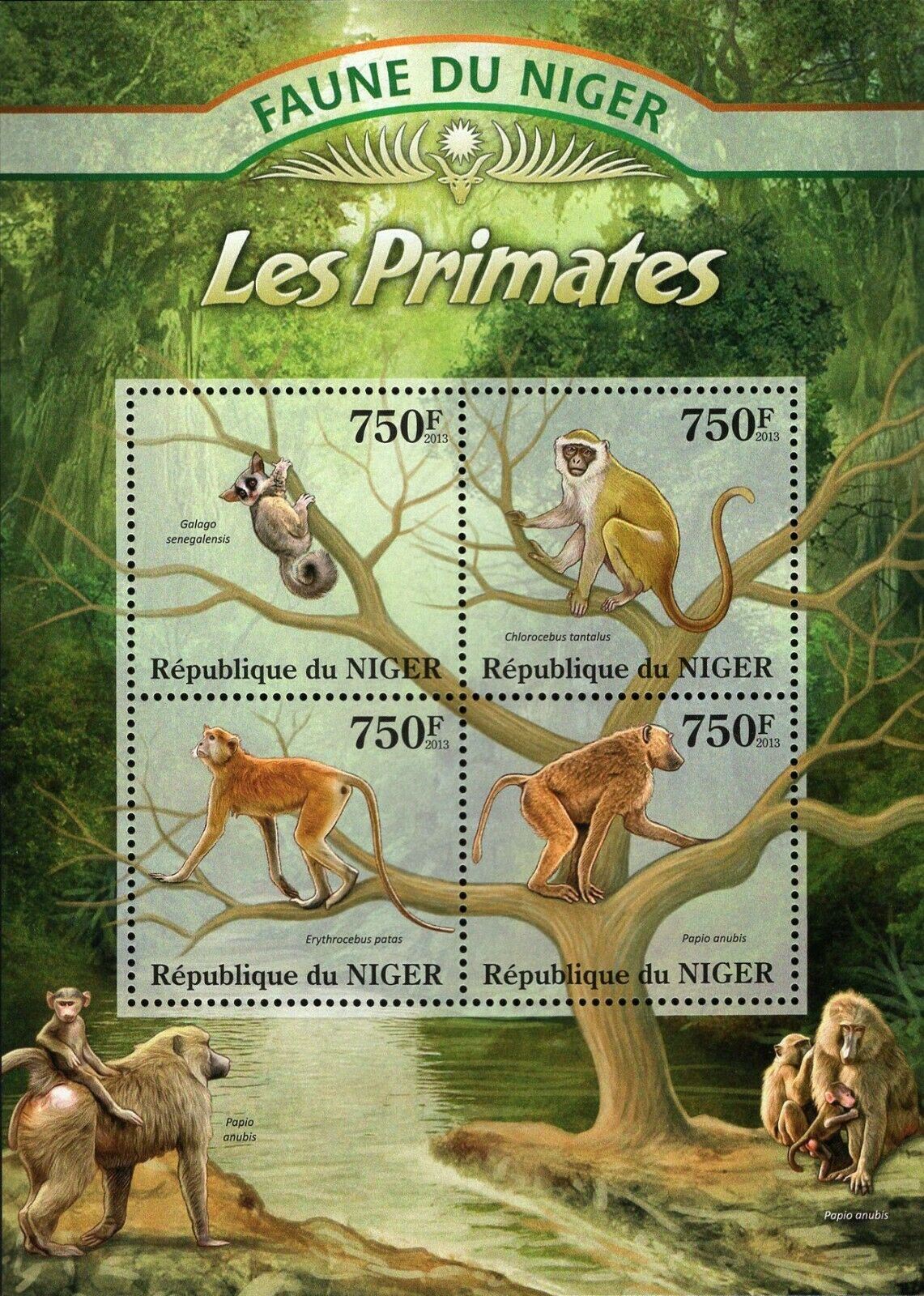 Primates Stamp Galago Senegalensis Souvenir Sheet MNH #2125-2128