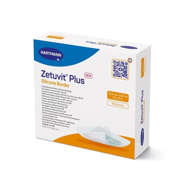 Zetuvit Plus Silicone Border, 5" x 5", 10/bx