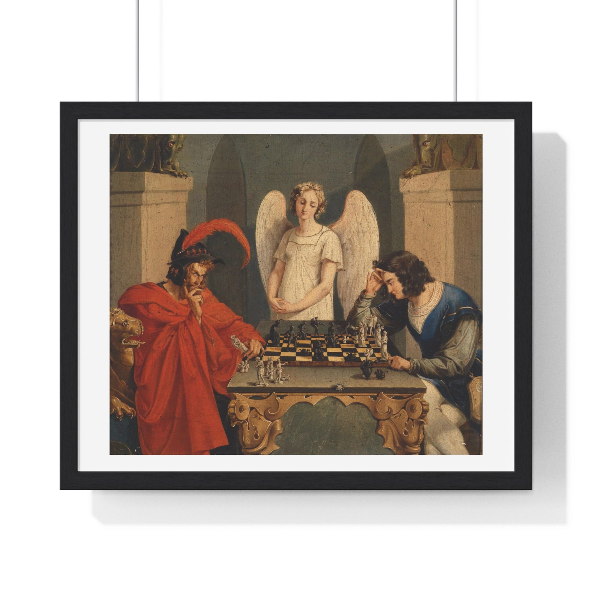 The Devil's Checkmate by Moritz Retzsch (1831) from the Original, Framed Art Print