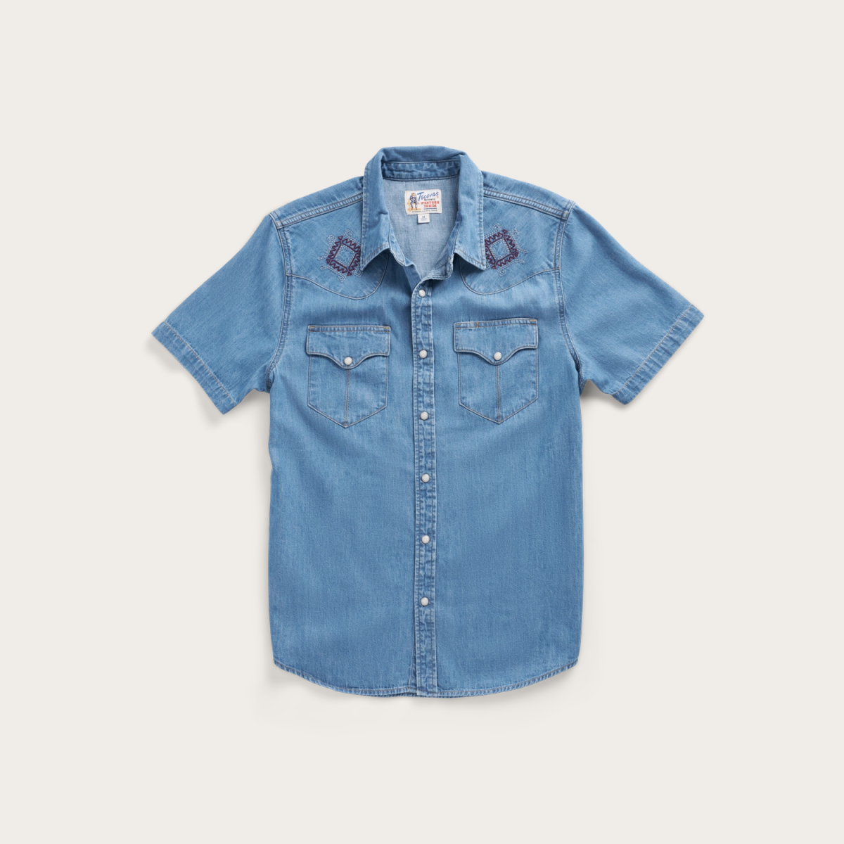 Men's Denim Short Sleeve Pearl Snap