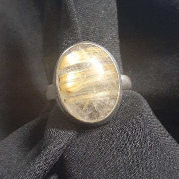 Golden Rutile Quartz Oval Ring