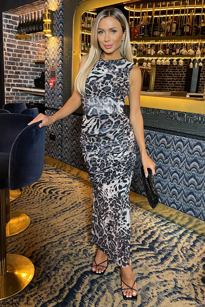 Maxi Dress Black Dress With Animal Print Shoes Midi Dress Black Cheetah  Print Dress Midi Dress