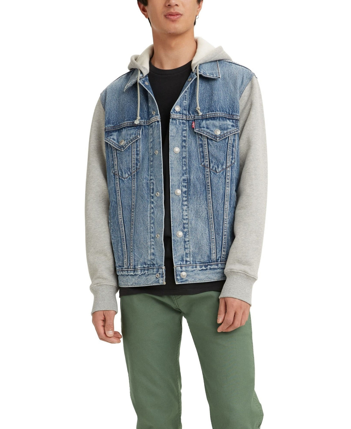Jaqueta Levi's Hybrid Hoodie Masculina Jeans Não Elástica Trucker Azul Tamanho Grande