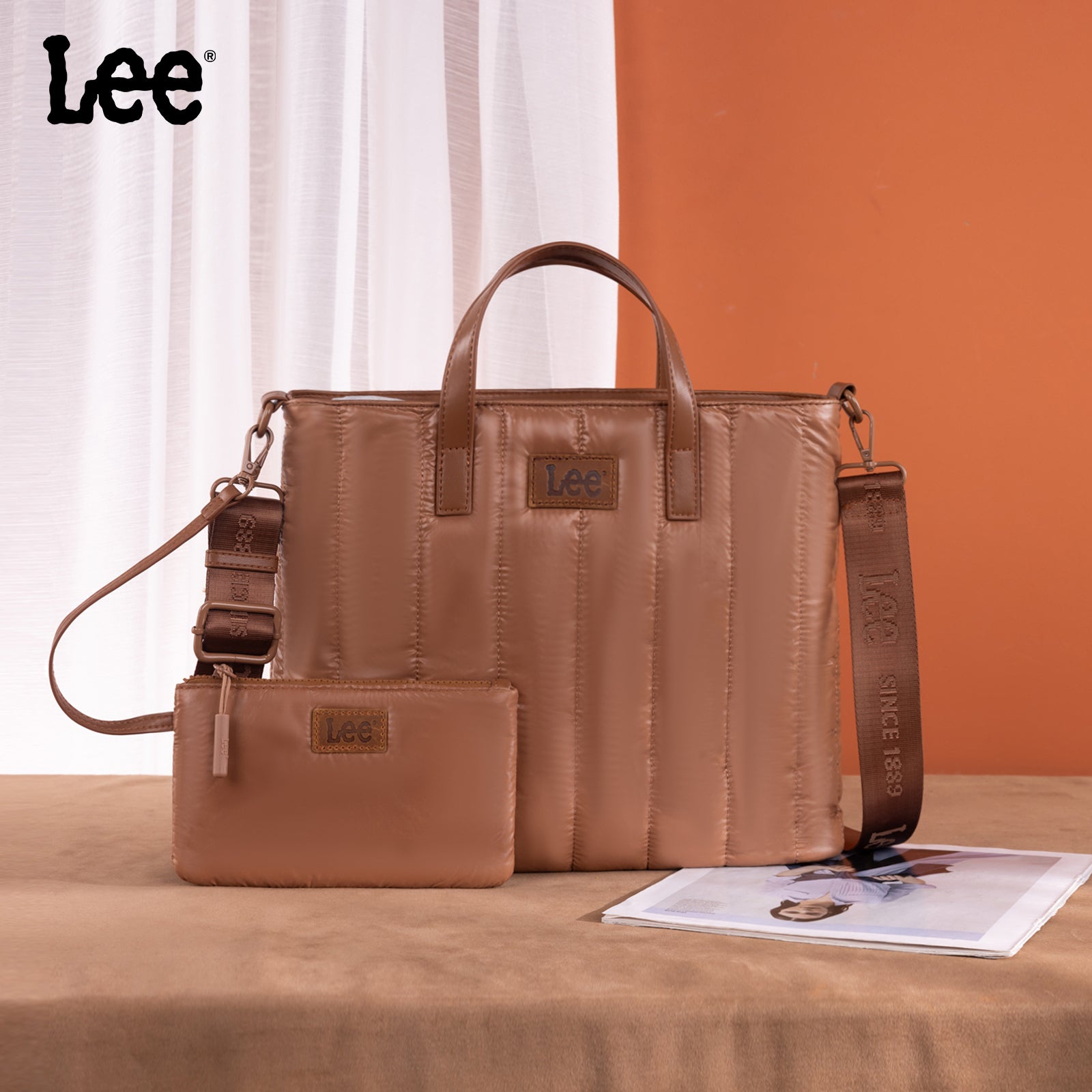 LEE49-006 Lee Quilted Puffer Tote/Crossbody With Pouch