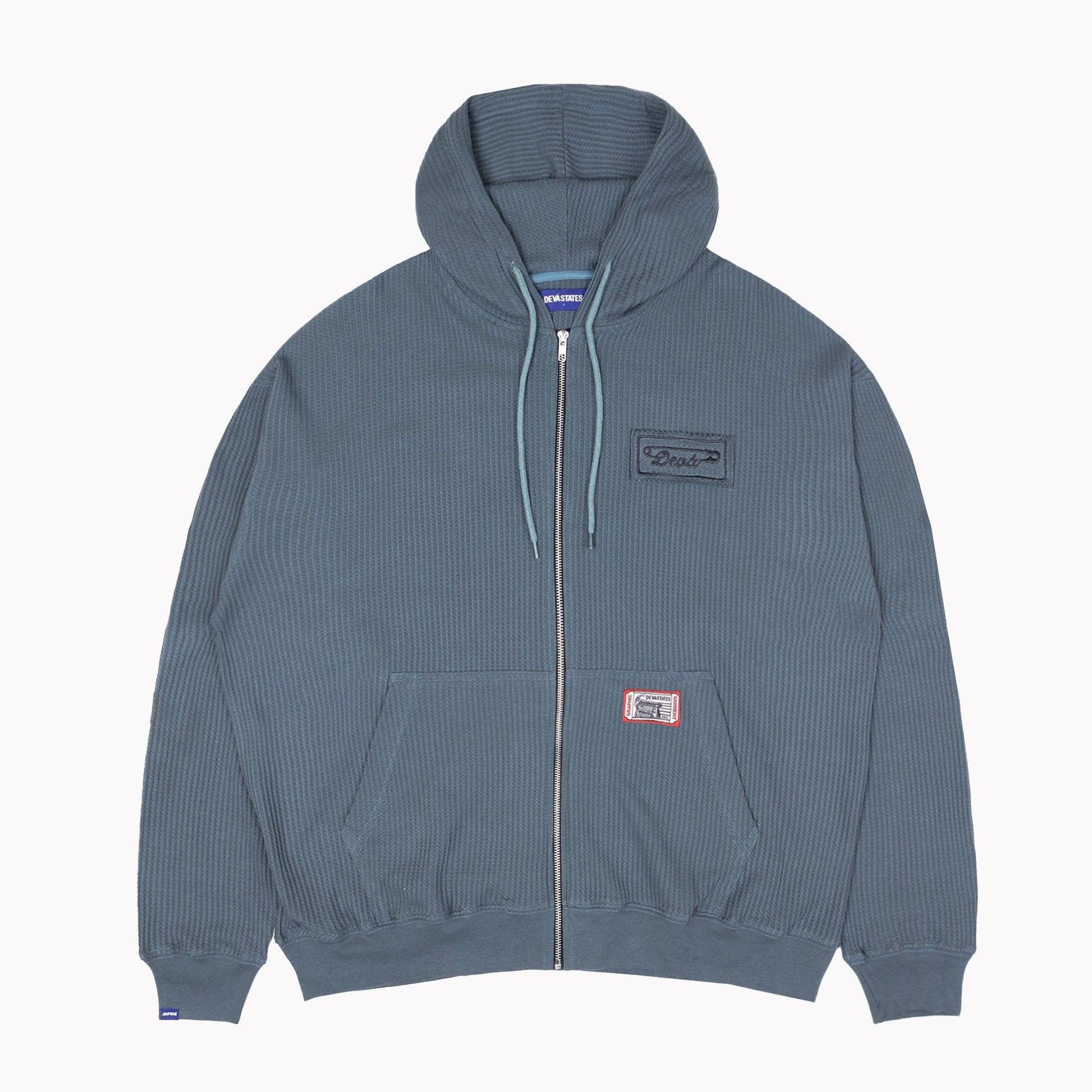 CROSS Waffle Knit Zip-Up Hoodie [Blue]