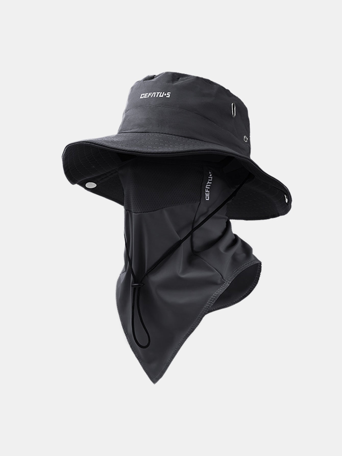 Outdoor Wide-Brimmed Sun Hat With Foldable Brim And Elastic Breathable Mesh Face Mask
