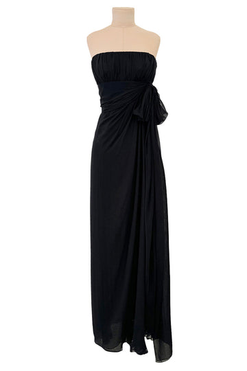 Exceptional Spring 2002/Spring 1991 Yves Saint Laurent Haute Couture Black Silk Chiffon Dress