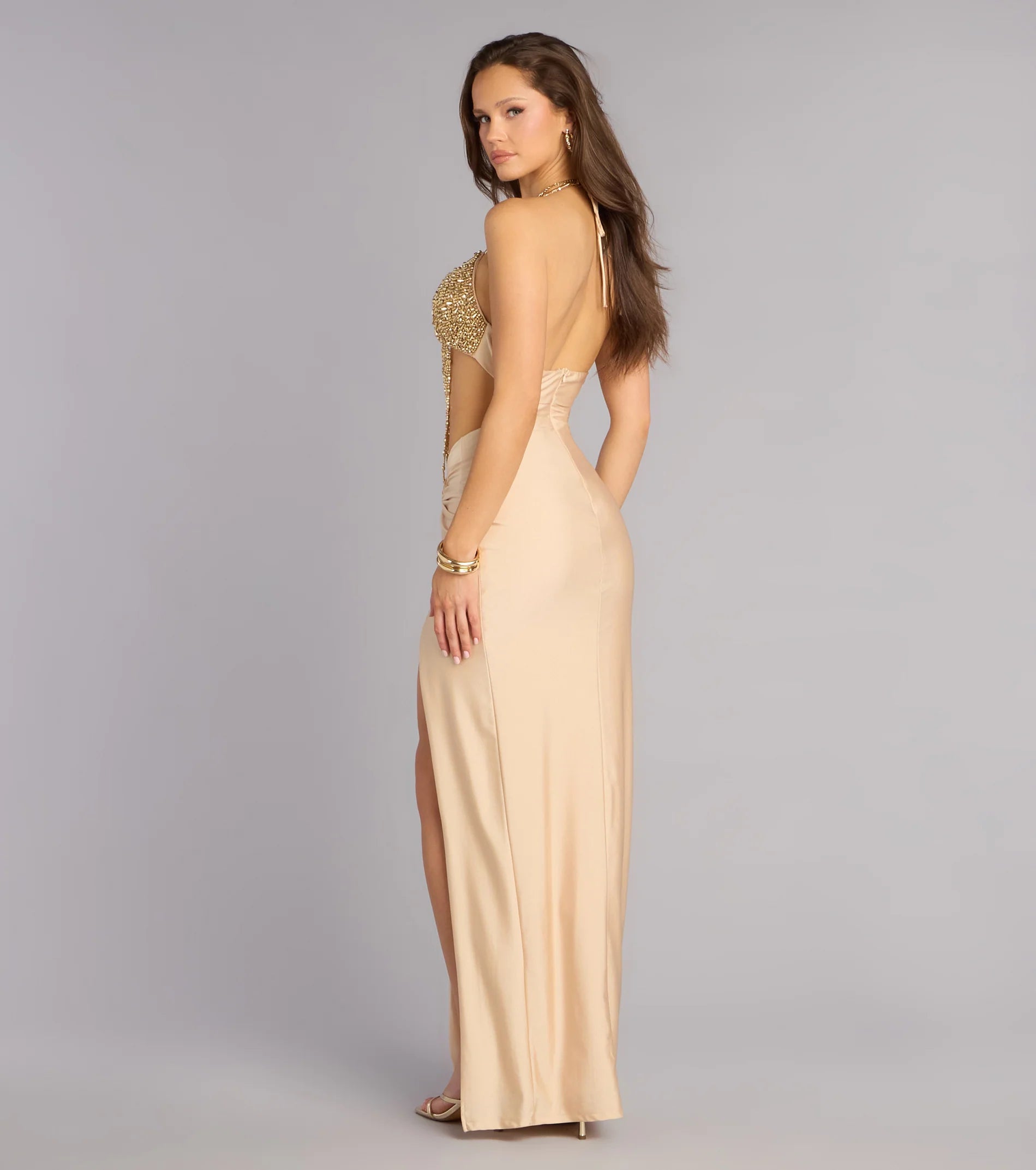 Nicki Beaded Fringe Mermaid Formal Dress