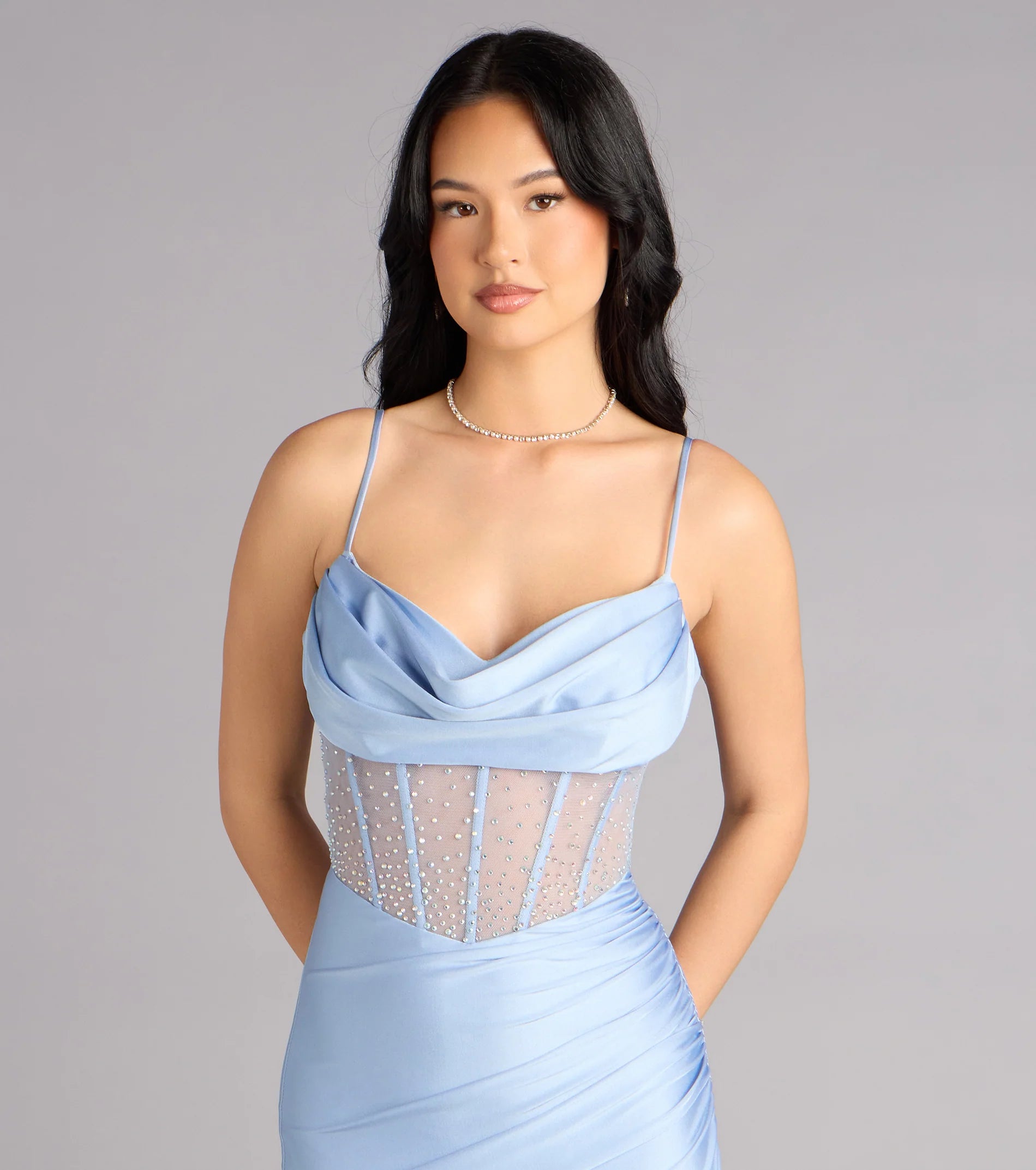 Sadie Rhinestone Corset Open Back Mermaid Formal Dress