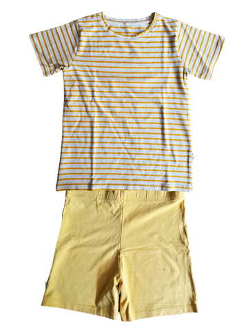 Sommer-Pyjama kurz Gelb-Weiß gestreift Gr.134 | Bonpoint