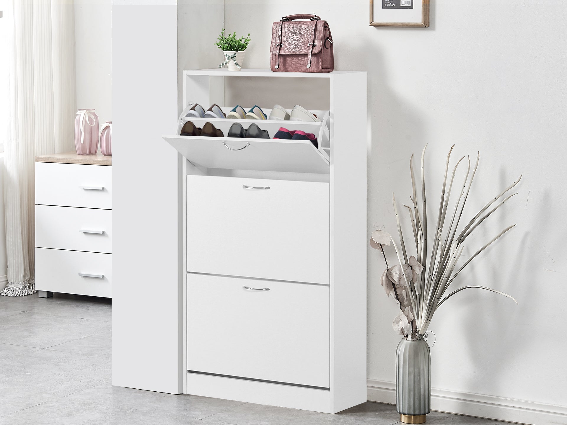 Matilda 3 Drawer Shoe Cabinet Storage Rack - White