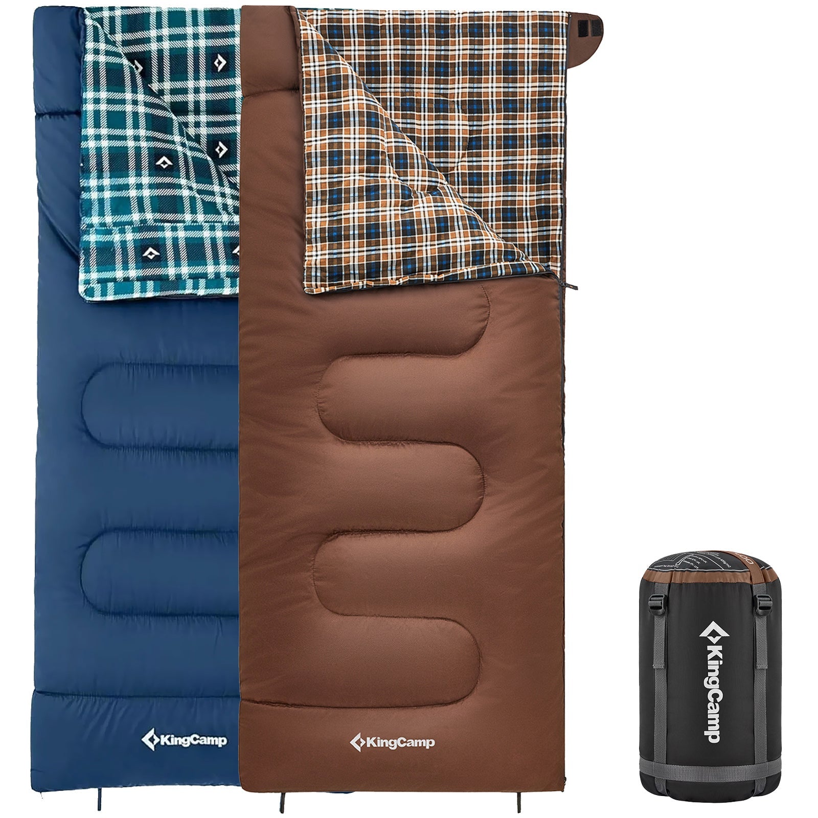 KINGCAMP Deckenschlafsack Snowflake 400 Winter Schlafsack XL Breit Baumwolle -15