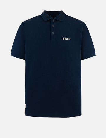 Logo Embroidery and Seagull Motif Collar Relax Fit Polo Shirt