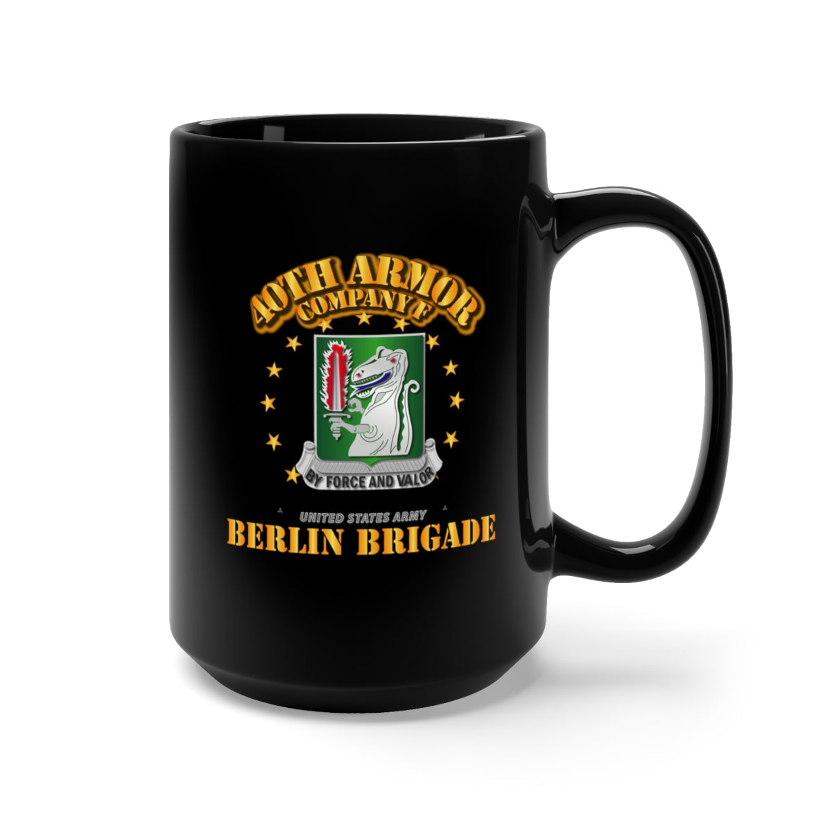 Black Mug 15oz - Army - Company F 40th Armor - Berlin Brigade