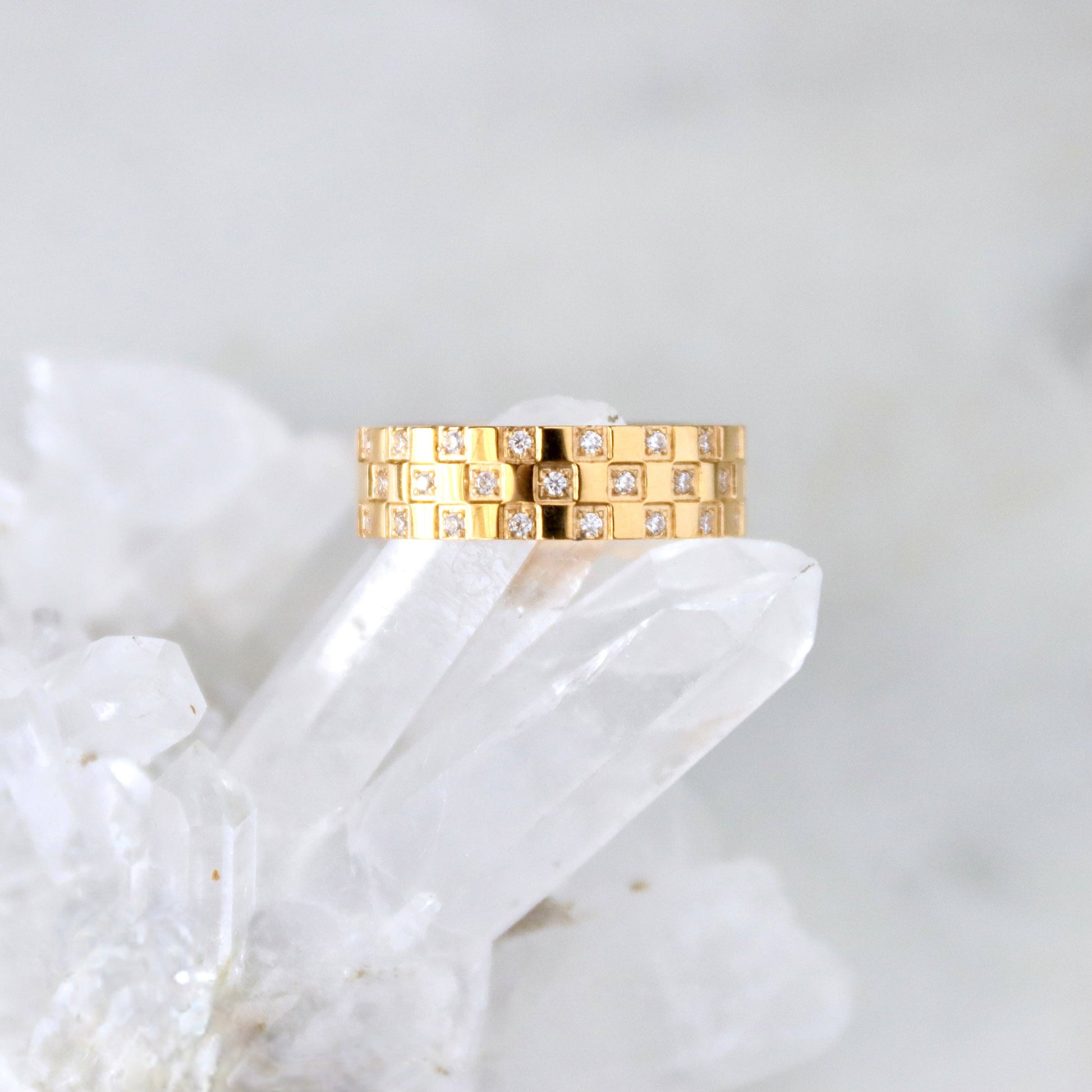 Checker Board CZ Ring