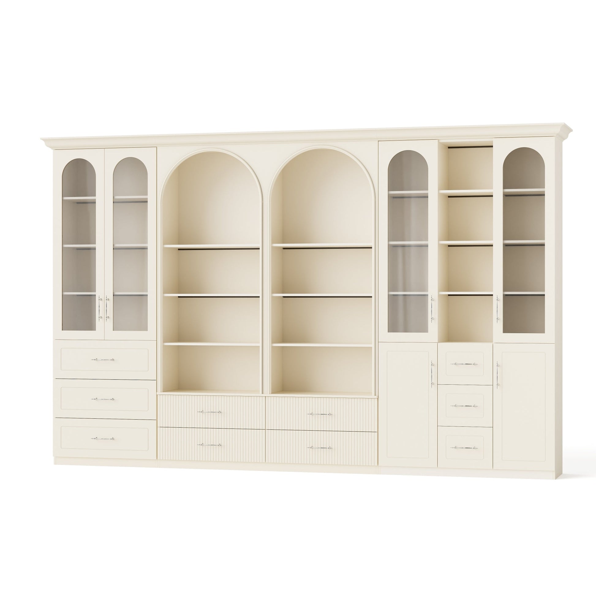 Grand Arched Modular Storage Display Wall Unit with Integrated Lighting