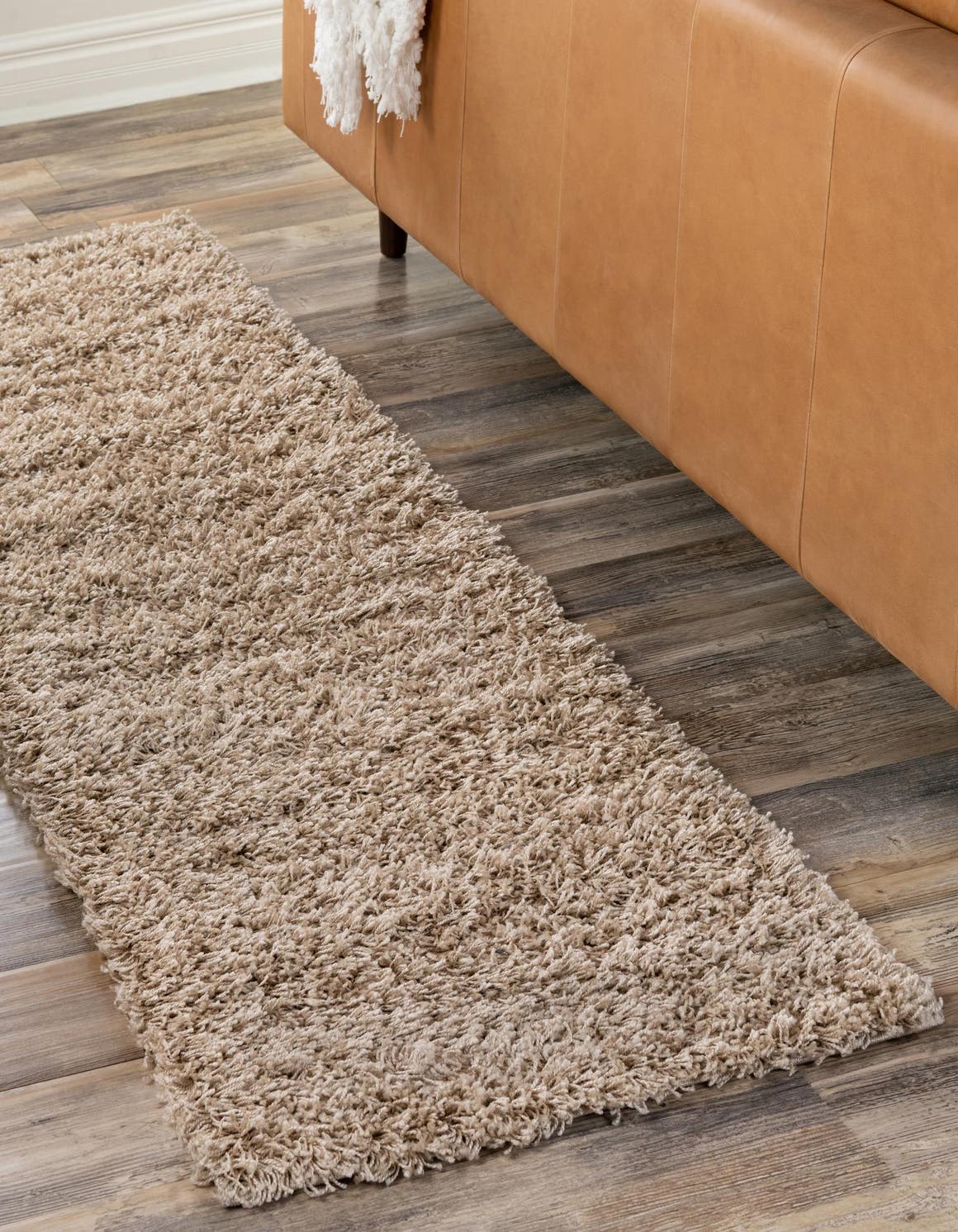Taupe 2' x 6' 5 Solid Shag Runner Area Rug Thick Soft Touch Fluffy & Plush Shaggy Pile Discounted Clearance Final Sale Durable Minimalist Carpet for Classic Interior Design for Sale at Rug Engine
