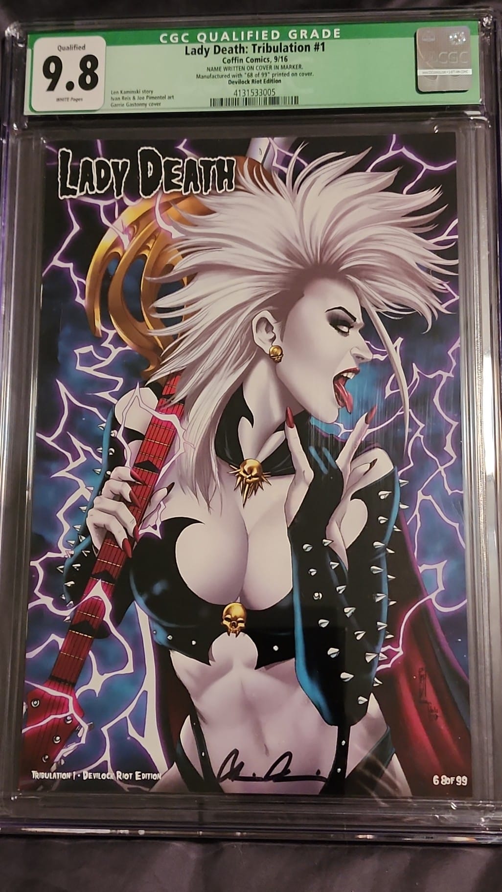 LADY DEATH TRIBULATION #1 DEVILOCK RIOT EDITION LTD 99 COPIES SIGNED BRIAN PULIDO 9.8 CGC GREEN LABEL