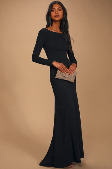 Celebrity Black Long Sleeve Dress