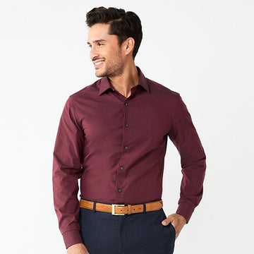 Men's Apt. 9 Premier Flex Extra-Slim Fit Dress Shirt, Size: XL-32/33, Wine