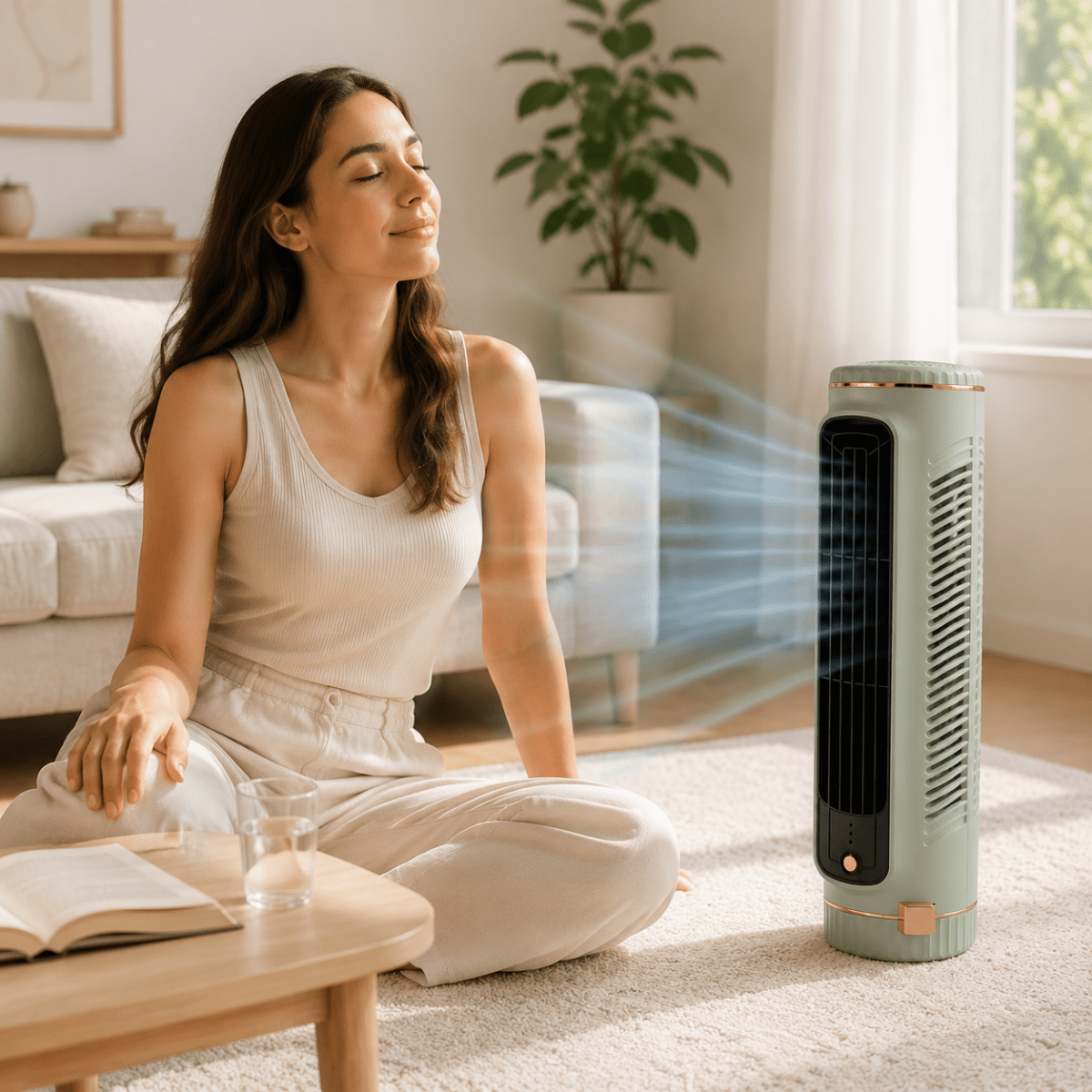 AirFlow360™ | Bladloser Turmventilator mit 360° Luftzirkulation