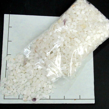 QUARTZ SNOW 5-11mm, tumbled  bulk stones translucent white.   1 pound