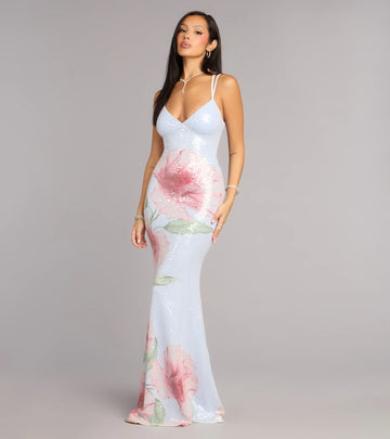Chance Floral Sequin Mermaid Formal Dress