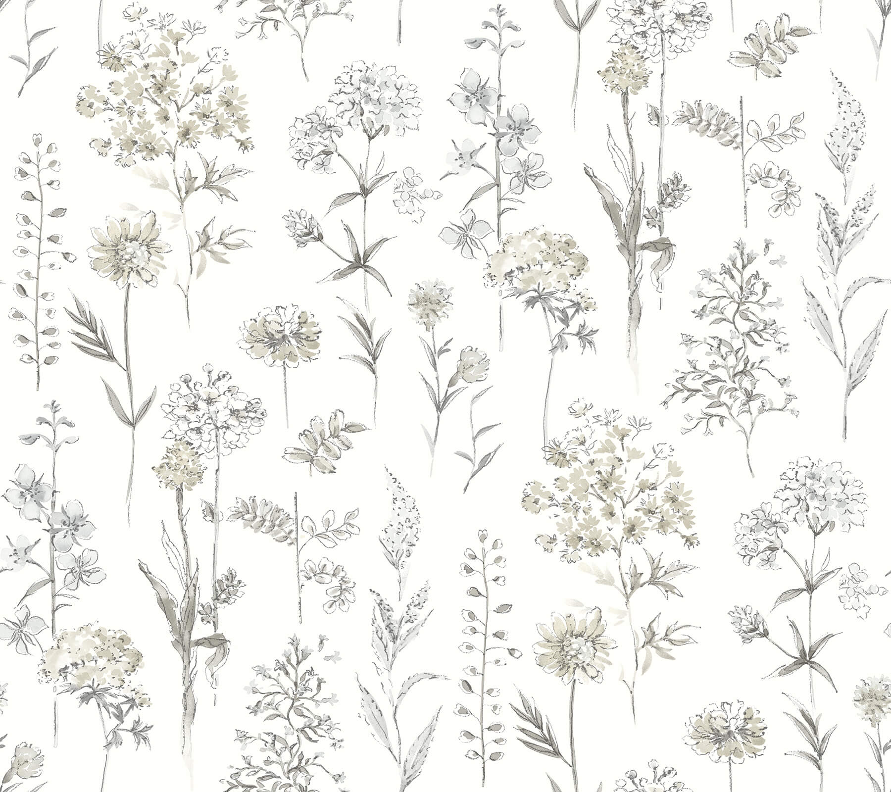 Chesapeake Wildflower Bergamot Wallpaper - Light Grey