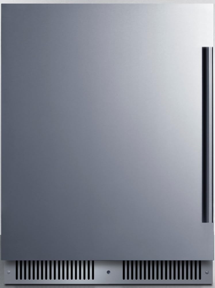 Summit 24” Refrigerator, 3.3 cu.ft. Capacity, Built-in Refrigerator Undercounter, Shallow 18” Depth, Stainless Steel- SDHR2444LHD (Left Handed Door Swing)