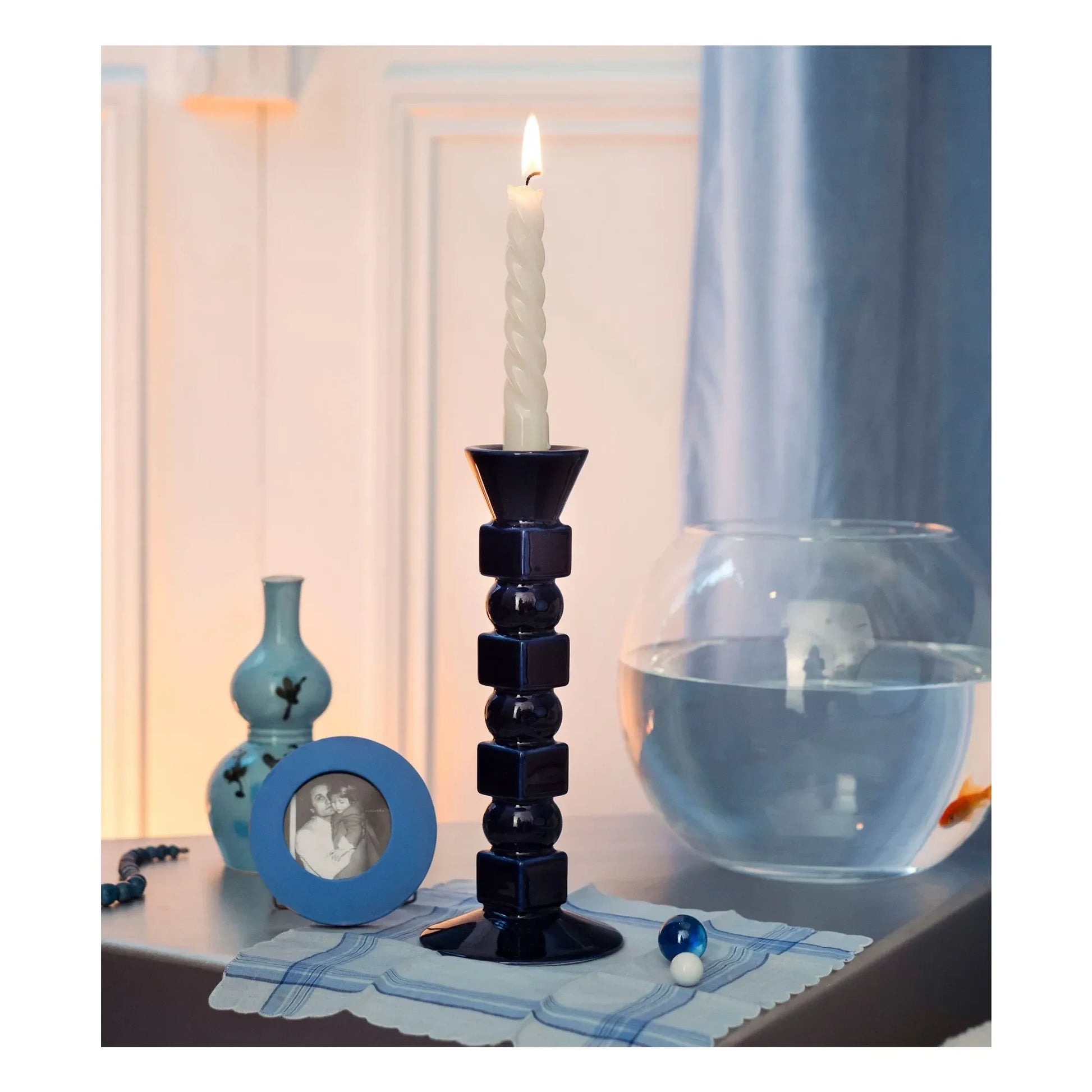 The Socialite Family - Medium Ceramic Anna Candle Holder | Night Blue