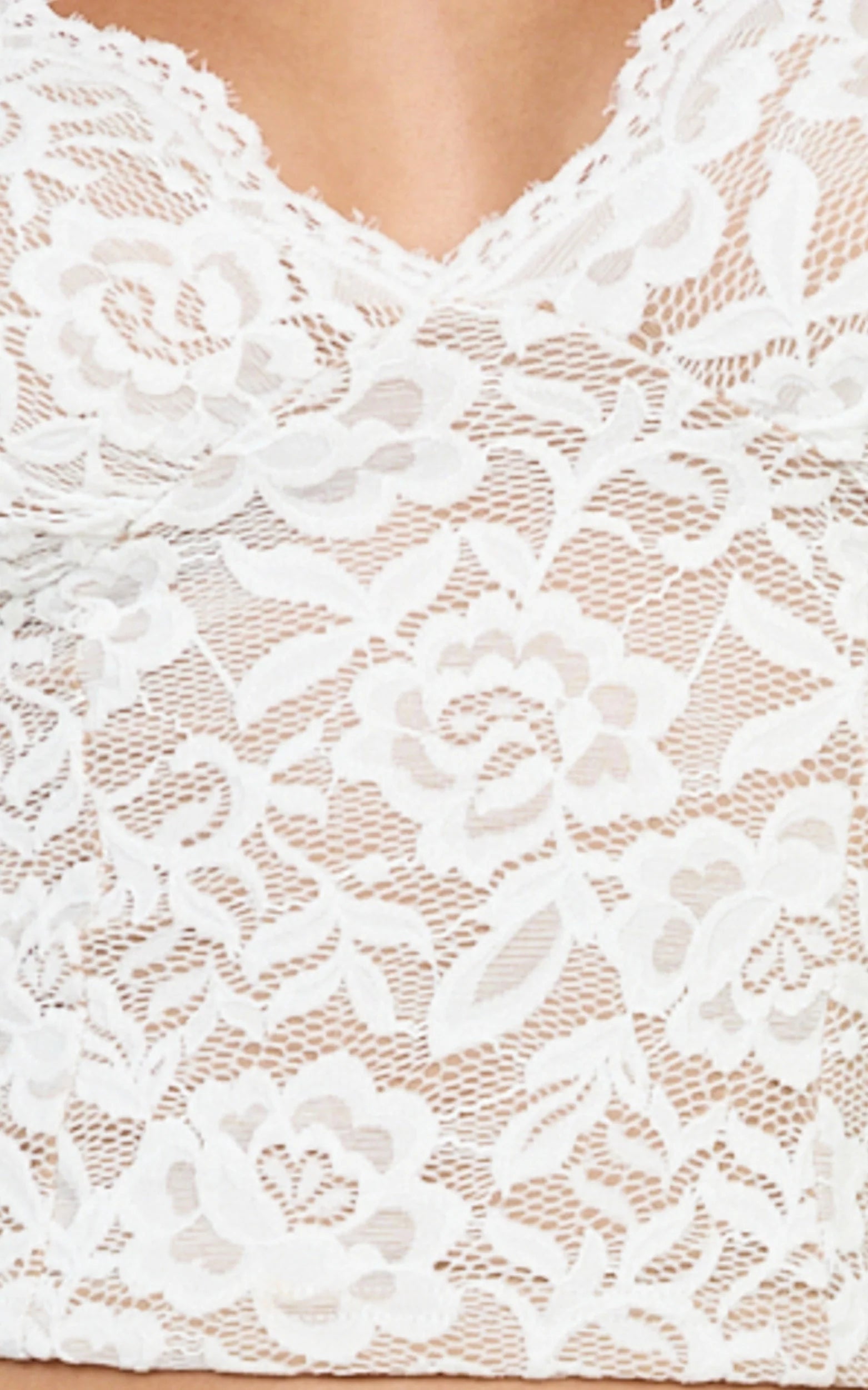 Marlowe Top - V neck Long Sleeve Lace Top in White